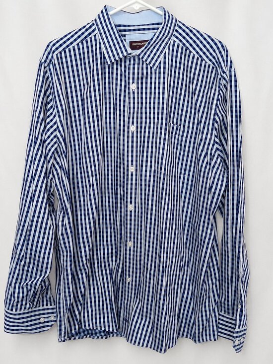 Johnston & Murphy Other - Johnston Murphy Men's XL Blue Gradient Gingham Plaid Button Down Dress Shirt